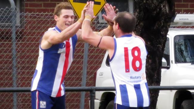 Oakleigh's Aaron Cloke celebrates a goal Picture: Phil Skeggs