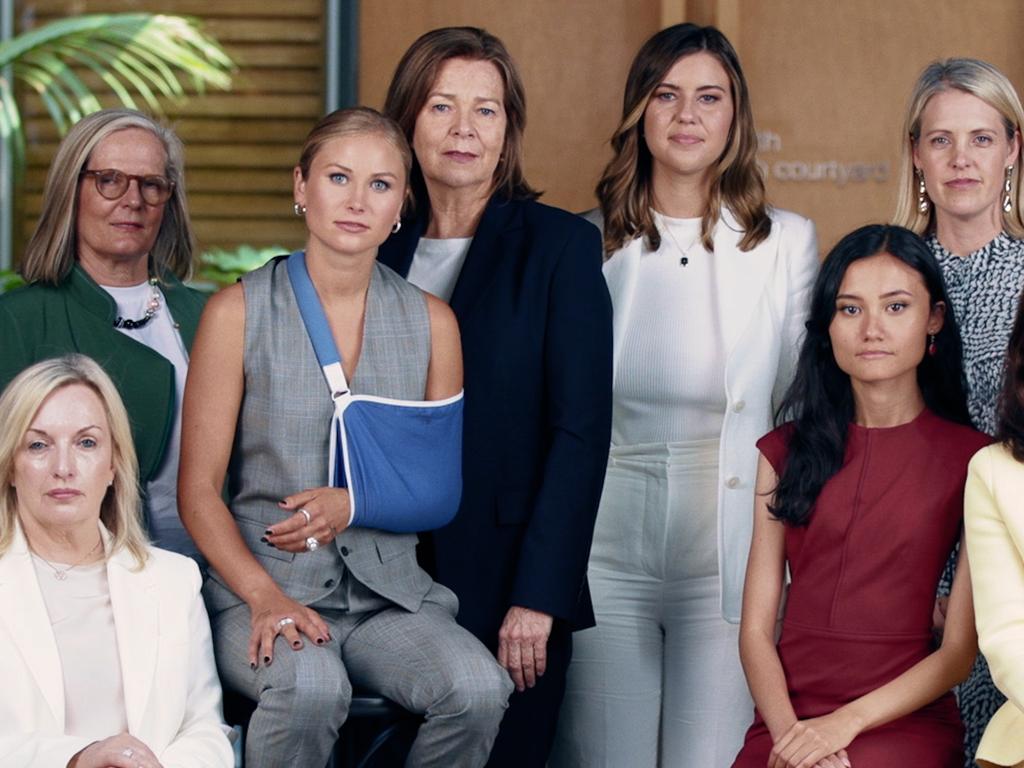 (L-R) Christine Holgate, Lucy Turnbull, Grace Tame, Michele O'Neil, Brittany Higgins, Yasmine Poole, Georgie Dent, and Julia Banks are among a number of prominent women who have launched an alliance, lobbying for policy changes to protect women and children from sexual harassment, assault and bullying. Picture: Supplied