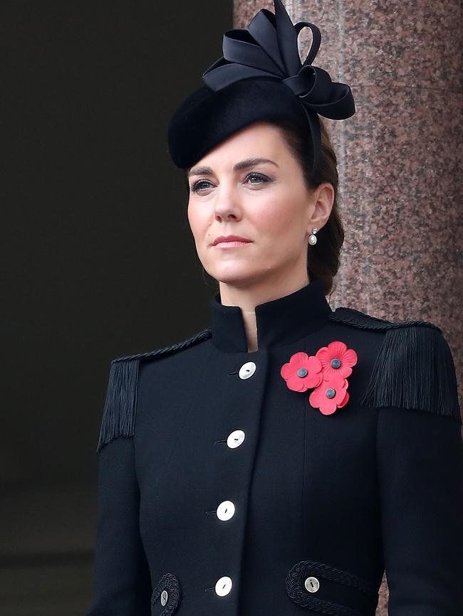 Kate Middleton was suitably sombre. Picture: Getty Images