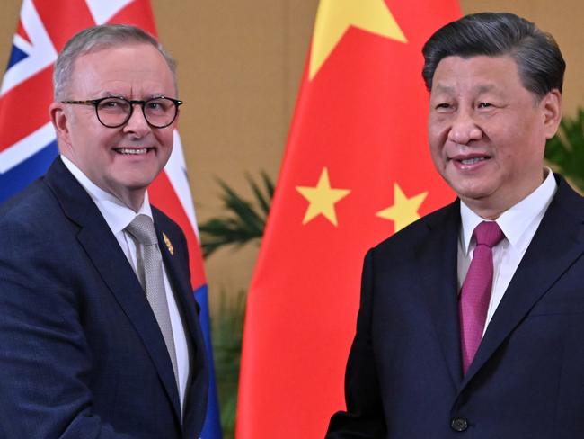 Australia's Prime Minister Anthony Albanese meets China's President Xi Jinping in a bilateral meeting during the 2022 G20 summit in Nusa Dua, Bali, Indonesia, Tuesday, November 15, 2022. (AAP Image/Mick Tsikas) NO ARCHIVING