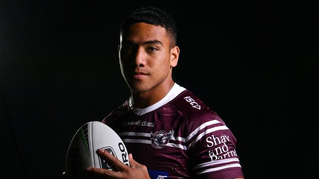 Manly prodigy Albert Hopoate is tipped to make his NRL debut this weekend. Picture: Gregg Porteous/NRL Photos