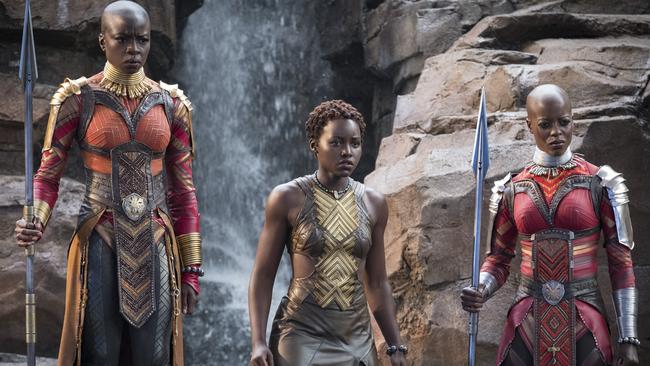 From left: Danai Gurira, Lupita Nyong'o and Florence Kasumba in Black Panther. Picture: Black Panther