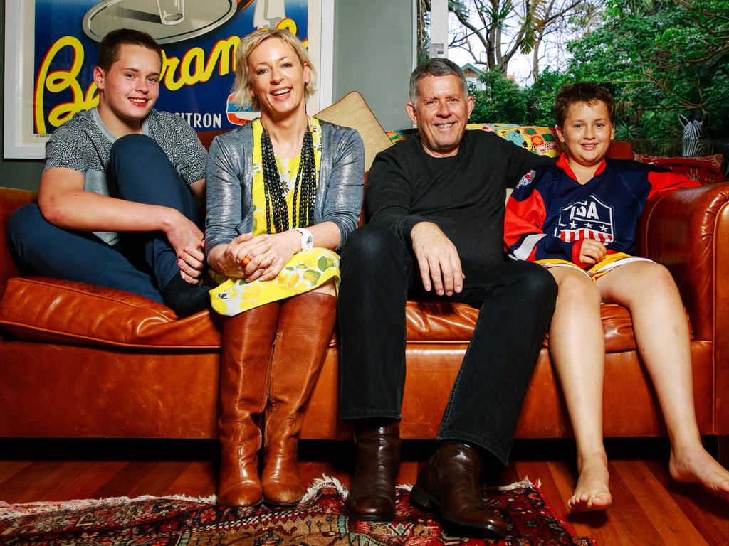 Amanda Keller, husband Harley and their two sons Jack and Liam pictured in 2015. Picture: Jonathan Ng