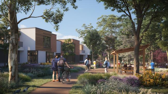 An artist impression of a new housing estate under development by Renewal SA at Noarlunga. Picture: Renewal SA