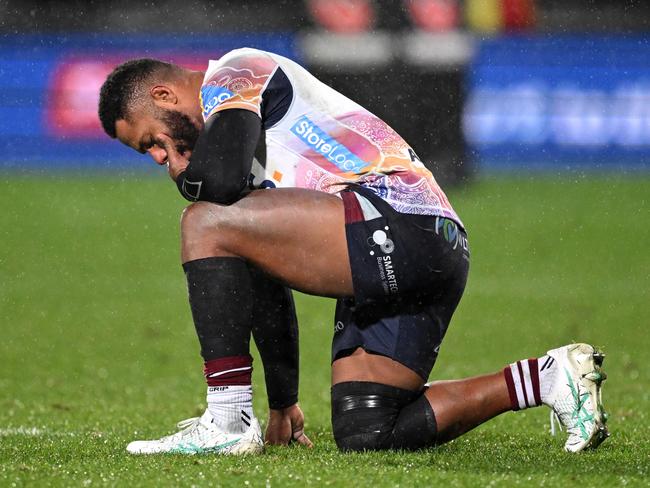 Filipo Daugunu reacts after fulltime. Picture: Getty Images