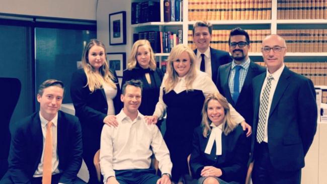 Rebel Wilson with legal team after the actor won her defamation case against Bauer Media on Thursday. Picture: Twitter @RebelWilson