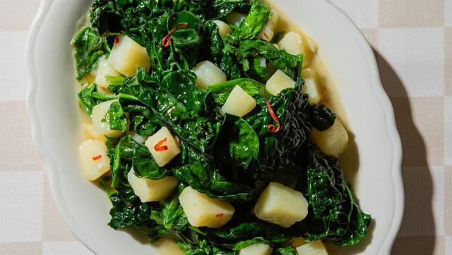 Elizabeth Hewson’s Italian greens with potato. Picture: Nikki To