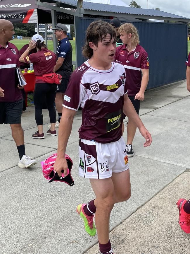 Burleigh Bears fullback Seth Gundry leaves the field.