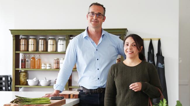 For TasWeekend and news - Rodney Dunn and Severine Demanet in the new kitchen.  The Agrarian Kitchen at New Norfolk who were one of the first to lift the Tassie food scene will re-open their cooking classes along with garden tours.  Picture: Nikki Davis-Jones