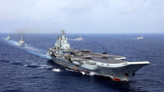 China's aircraft carrier Liaoning takes part in a military drill in 2018. Picture: REUTERS