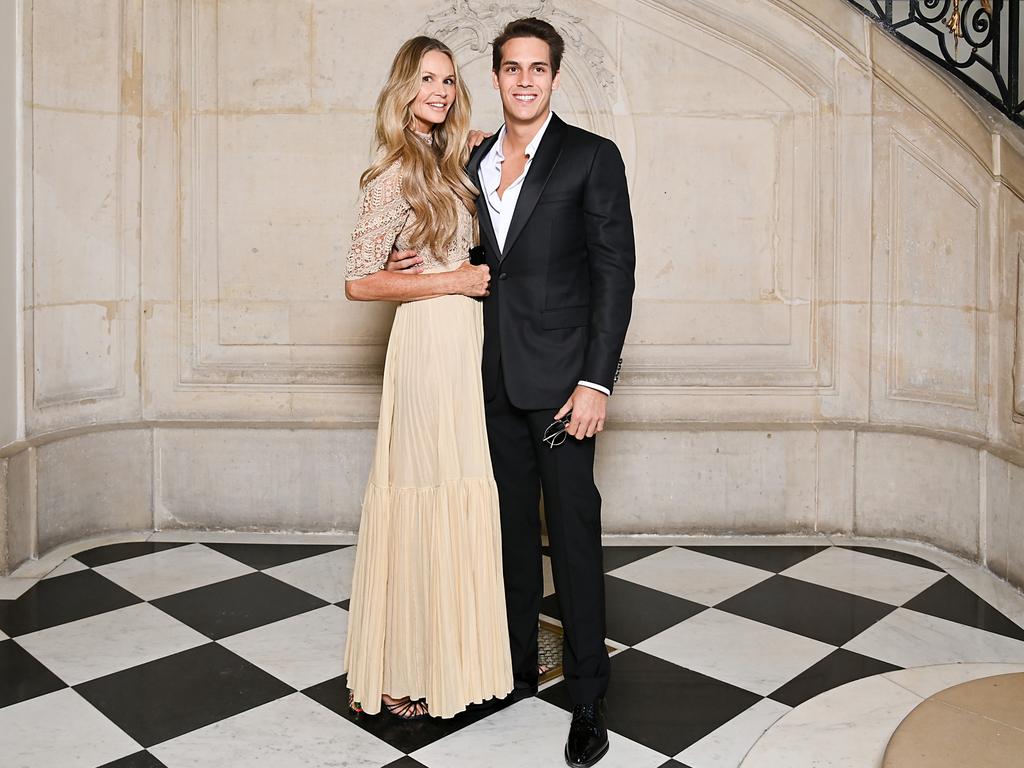 Elle Macpherson and son Arpad “Flynn” Alexander Busson attend the Christian Dior Haute Couture Fall Winter show as part of Paris Fashion Week. Picture: Pascal Le Segretain/Getty Images For Christian Dior