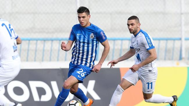 Fran Karacic playing for his club Lokomotiva Zagreb in Croatia.