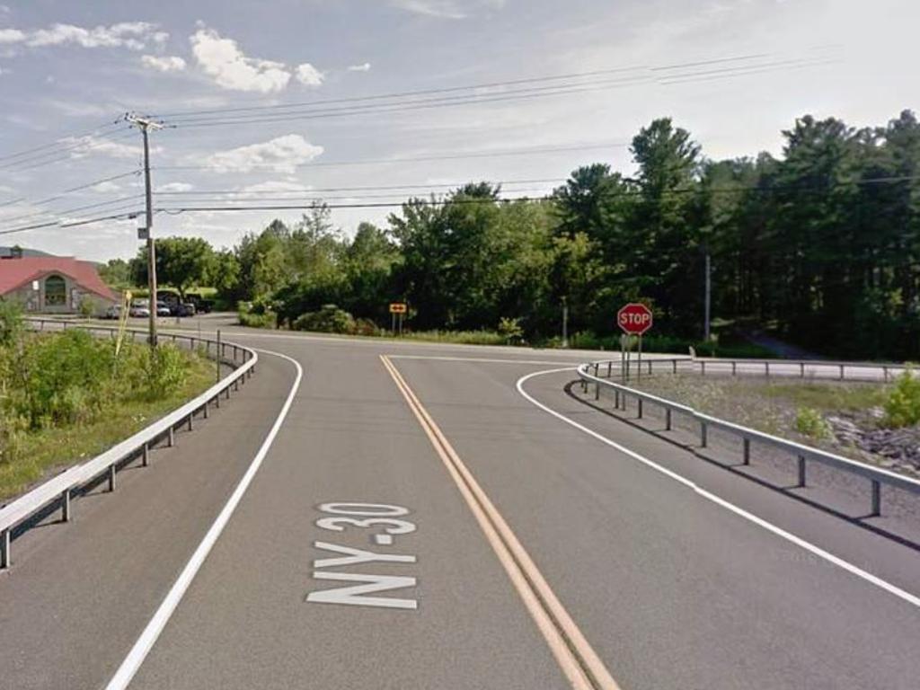 The intersection that the limousine drove through before careening into a ditch. Picture: Google Earth