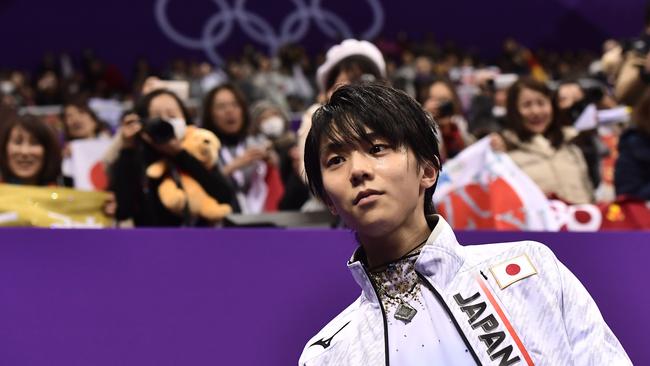 Japan's Yuzuru Hanyu after competing in the men's single skating short program at the Pyeongchang 2018 Winter Olympic Games at the Gangneung Ice Arena in Gangneung, Korea. Picture: AFP