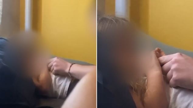 A teenage boy has shared a video of him forcing a four-year-old girl to inhale from a vape. Picture: 7 NEWS