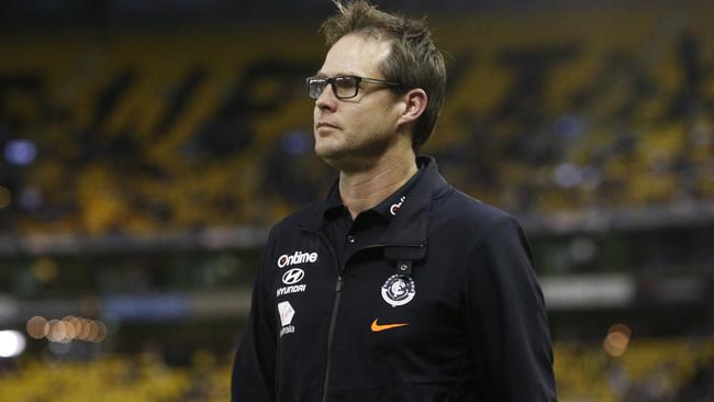David Teague doing his best to have the prefix ‘caretaker’ removed from his title at the Blues. Picture: AAP
