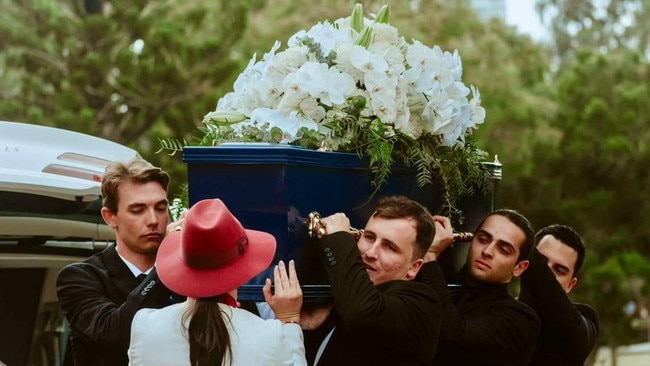 Zach Morrissey's friends carrying Zach into his funeral. Picture: Supplied