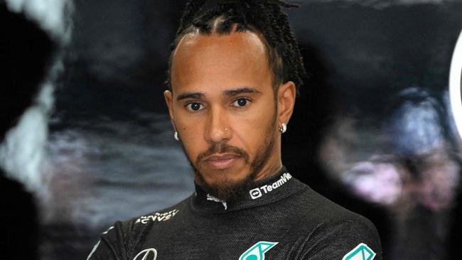 Mercedes' British driver Lewis Hamilton looks on in the stand during the first practice session at the Circuit de Catalunya on June 21, 2024 in Montmelo, on the outskirts of Barcelona, ahead of the Spanish Formula One Grand Prix. (Photo by Josep LAGO / AFP)