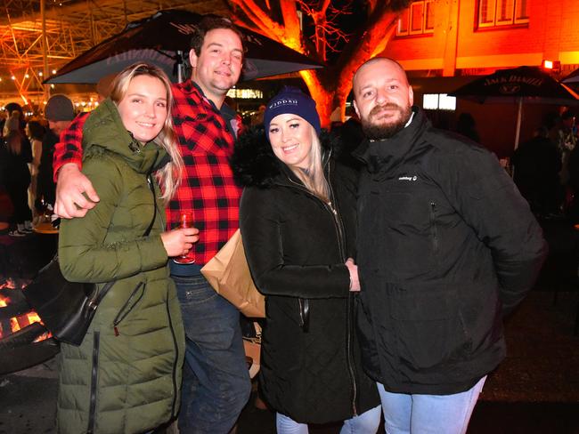 Susanna, Aaron, Shannon and Jeremy at the Whisky, Wine and Fire Festival 2024 at the Caulfield Racecourse. Picture: Jack Colantuono