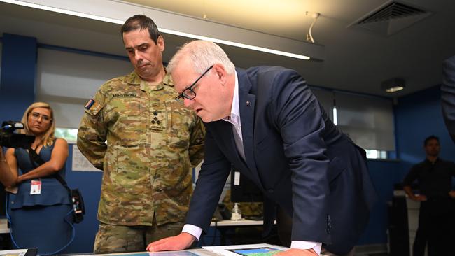 Prime Minister Scott Morrison toured Brisbane and Gympie in early March to assess the flood damage. Picture: NCA NewsWire / Dan Peled