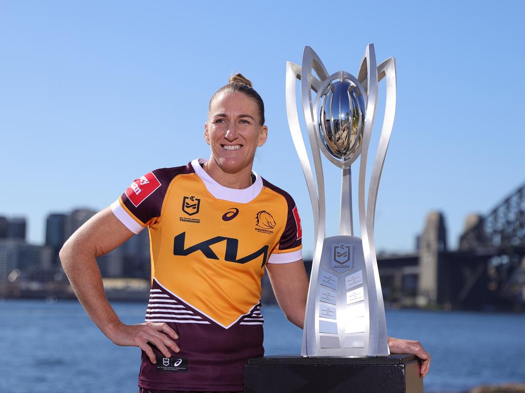 Brigginshaw of the Brisbane Broncos at the NRLW Season Launch in 2024. Picture: Getty Images