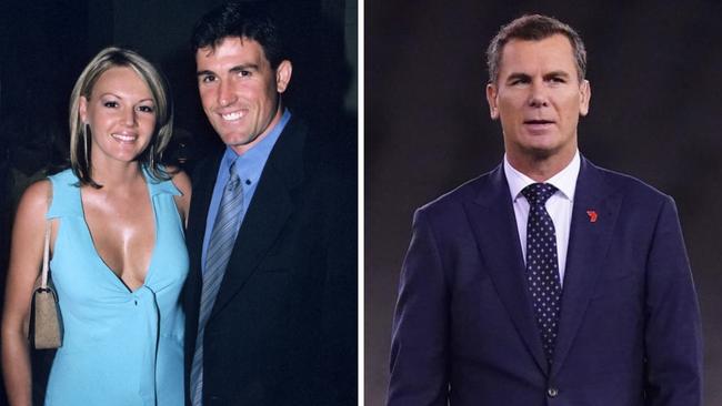 Anthony Stevens, Kelli Stevens and Wayne Carey. Photo: AAP.