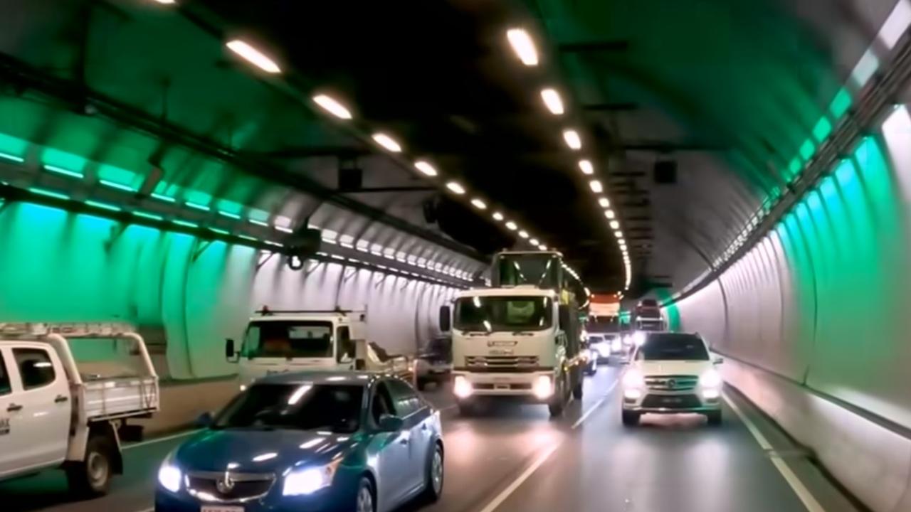 Burnley Tunnel’s new AI lights have divided Melbourne drivers. Picture: Nine