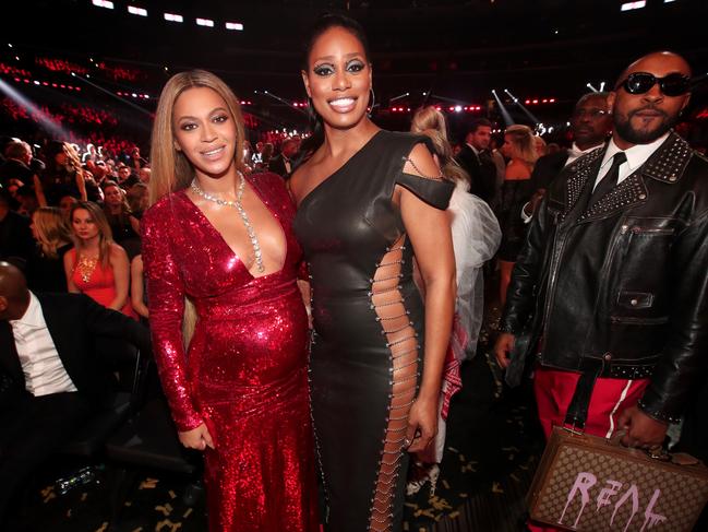 Beyonce, Laverne Cox and producer Mike Will Made-It during The 59th GRAMMY Awards at STAPLES Center on February 12, 2017 in Los Angeles, California. Picture: Getty