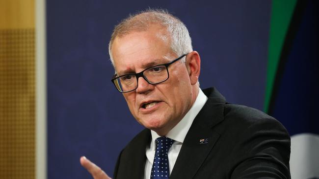 Scott Morrison during a fiery press conference this week. Picture: Gaye Gerard / NCA Newswire