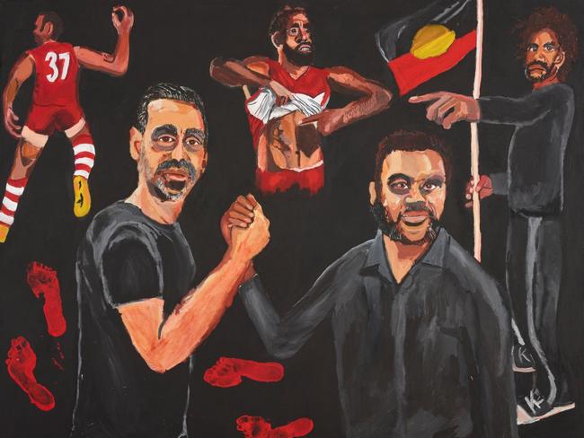 Stand Strong for Who You Are (portrait of Adam Goodes by Vincent Namatjira