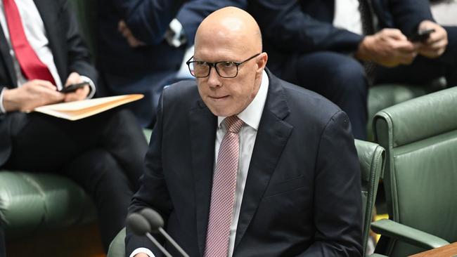 Peter Dutton has formally called on Anthony Albanese to set up an independent probe into when he was briefed about an explosive-laden caravan. Picture: NewsWire / Martin Ollman