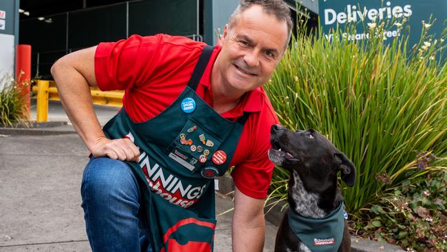 Bunnings managing director Mike Schneider (with his dog Henry) announced the hardware giant would be moving into the lucrative pet product market. Picture: Supplied