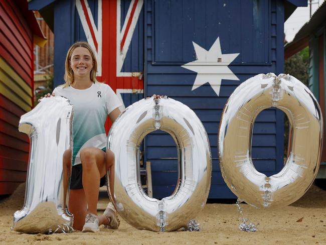 MELBOURNE , AUSTRALIA. April 16, 2024.  100 Days until the Paris Olympics.  Melbourne 800 meter runner Claudia Hollingsworth      . Pic: Michael Klein