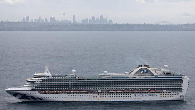 The Ruby Princess cruise ship off the coast of Sydney on Wednesday. Picture: Adam Yip