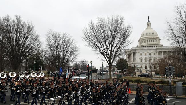 The inaugural parade steps off from the U.S. Capitol. Picture: AP