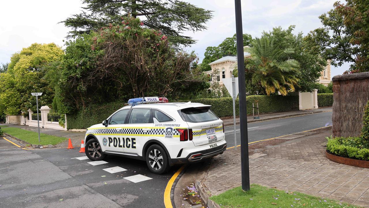 Police seen outside a home at James Street in Gilberton after a man was found at his home with serious injuries. The victim, a man in his 60s, was taken to the RAH for treatment. Picture: David Mariuz