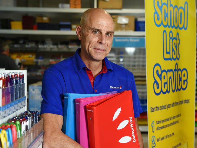 Officeworks chief Mark Ward in lead up to back to school period. Picture: Josie Hayden