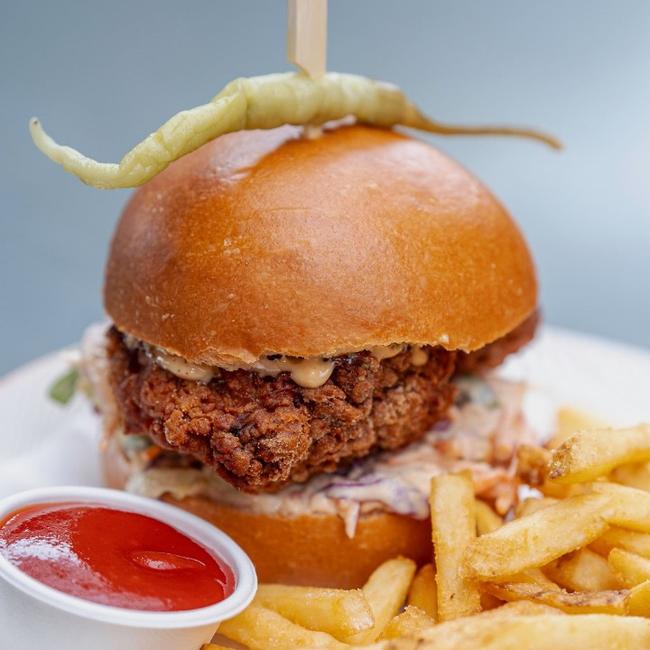 Burger at the Beach Hotel, Byron Bay.