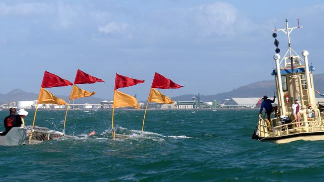 Magnetic Island to Townsville swim 2003. It was really rough going for the competitors. Chris Palfrey. Picture: Scott Radford-chisholm