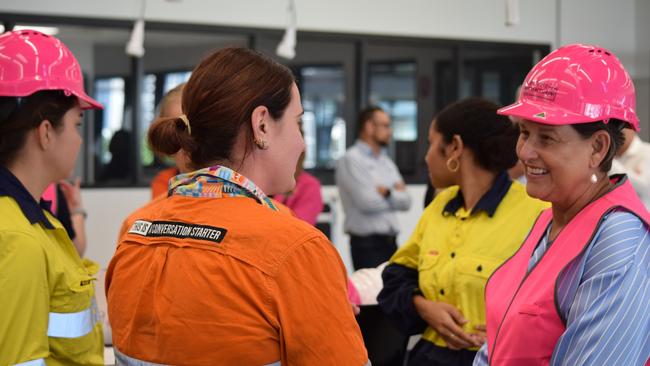 Mundingburra MP Janelle Poole speaks with TAFE students at the Bohle campus in Townsville.