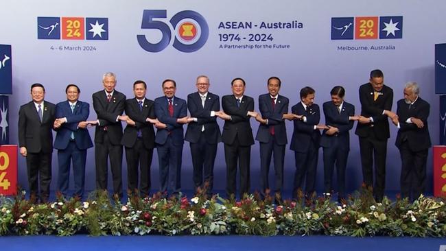 Part of the $20,000 floral display ordered by Prime Minister Anthony Albanese’s department for the ASEAN Summit at the National Gallery of Victoria.