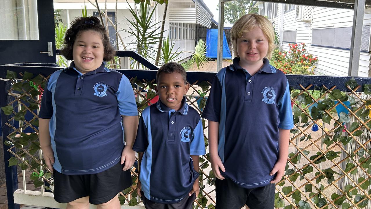 My First Year: Mundoo State School prep students Giselle, Errol and RIver.