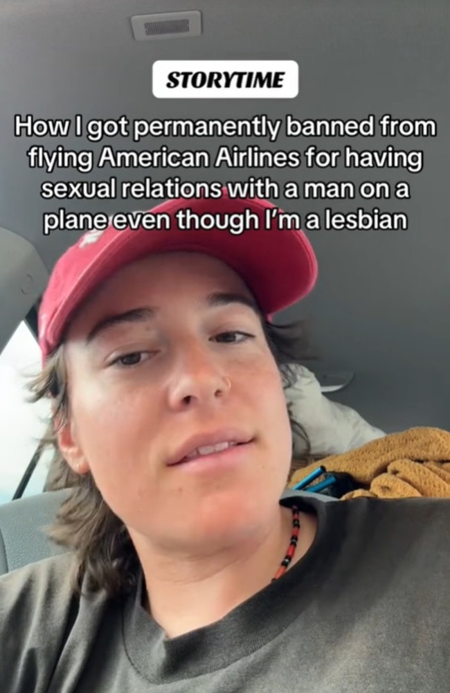 Erin Wright from the US claims she was ‘banned for life’ by United Airlines. Picture: TikTok/erin_wright_