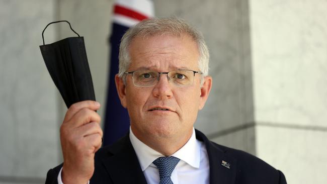 The Prime Minister said he would not be seeking to reintroduce mask mandates across the country, saying Australians could use ‘common sense’. Picture: NCA NewsWire / Gary Ramage