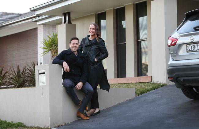 Several new estates have already been established across Greater Penrith. Home owners Daniel and Jessica Denver at their home at Mulgoa Rise in Glenmore Park. Picture: Richard Dobson