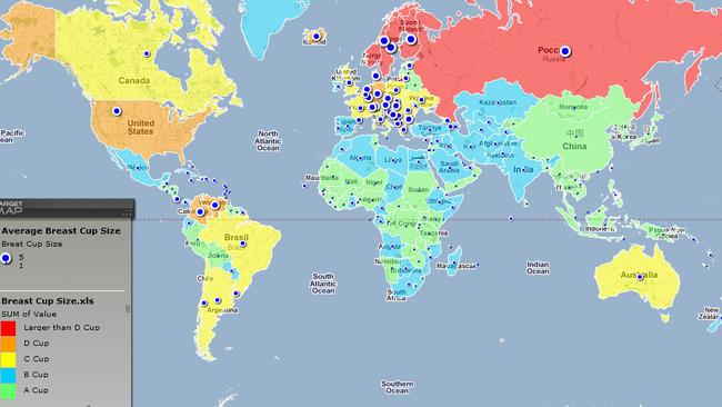 The breast map reveals how we compare to the rest of the world.