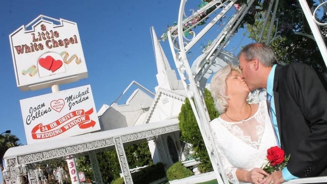 Nice day for a white wedding. Kerry and Michael marry in Las Vegas in 2014.