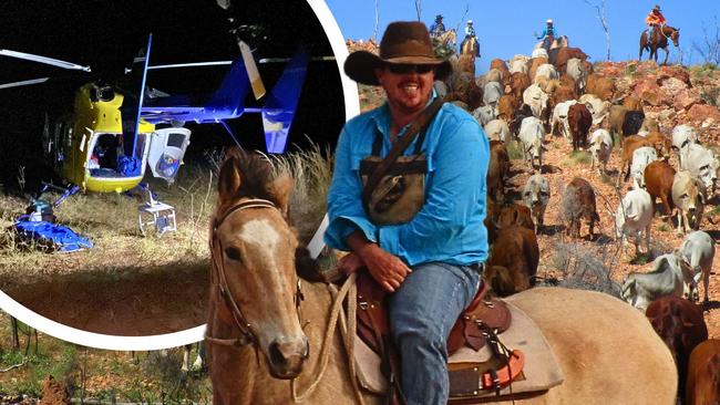 Cattleman Josh Ward was saved by LifeFlight after a terrifying fall into a two-metre-deep hole while mustering cattle in remote North West Queensland. Picture: Supplied