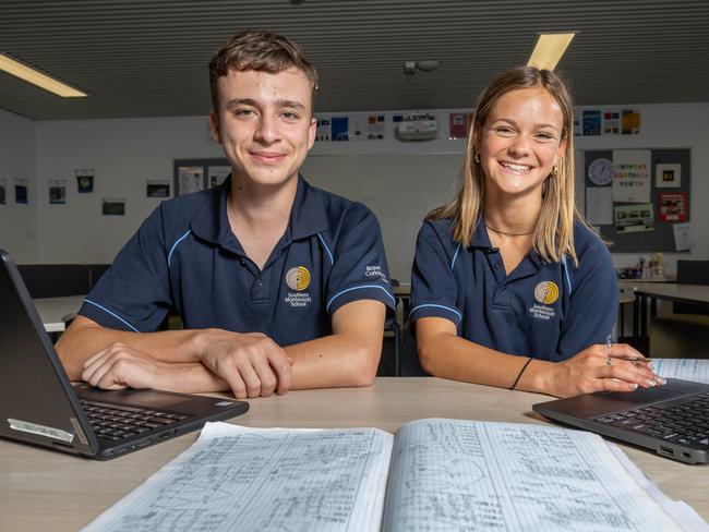 Southern Montessori School students, Cem and Marnie. Pictured on 6th December 2024. Picture: Ben Clark