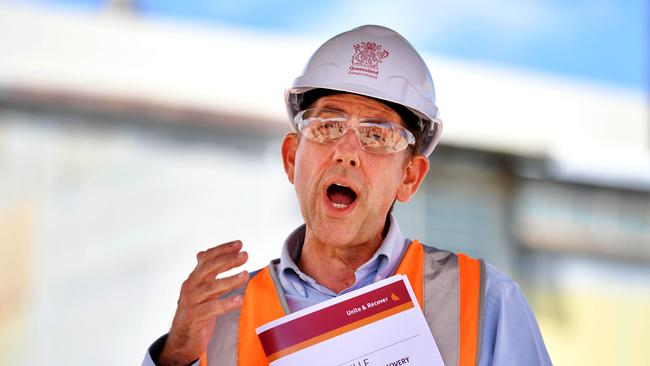 Queensland Annastacia Palaszczuk in Townsville at Glencore Copper Refinery to announce the government’s North Queensland Recovery Plan. Treasurer Cameron Dick speaks to the media. Picture: Alix Sweeney